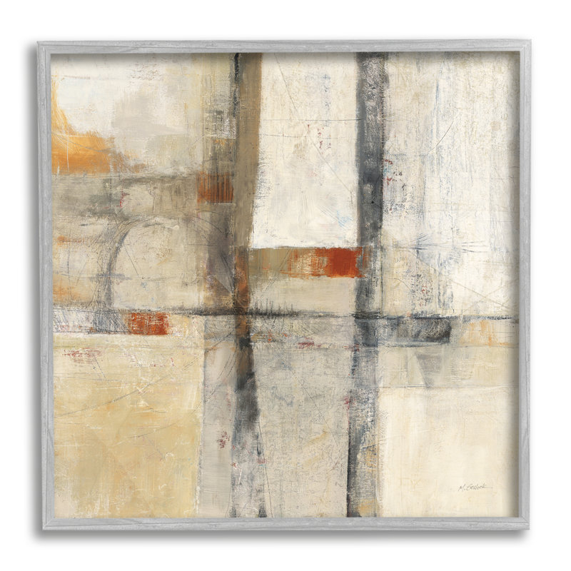 Abstraction géométrique beige, impression sur bois, Estampe numérique Farmhouse, H 17 po x l 17 po x P 1,5 po