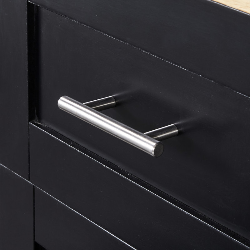 Mobile Kitchen Island With Storage - Easy Assembly, Black & Rubber Wood Quality Craftsmanship, Black