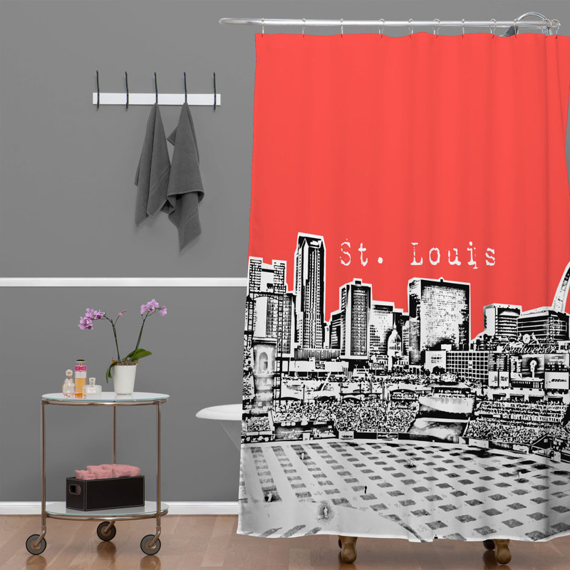 Bird Ave Modern Shower Curtain, Red