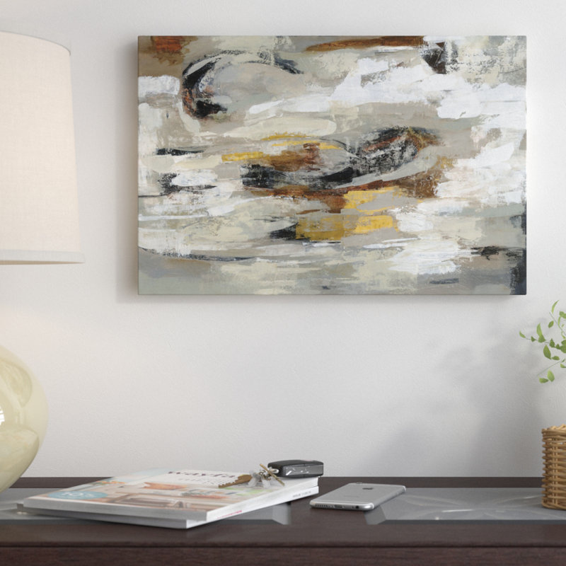 «Neutral & Gray Abstract» par Silvia Vassileva, reproduction sur toile tendue, H 8 po x l 12 po x P 0,75 po, Toile tendue