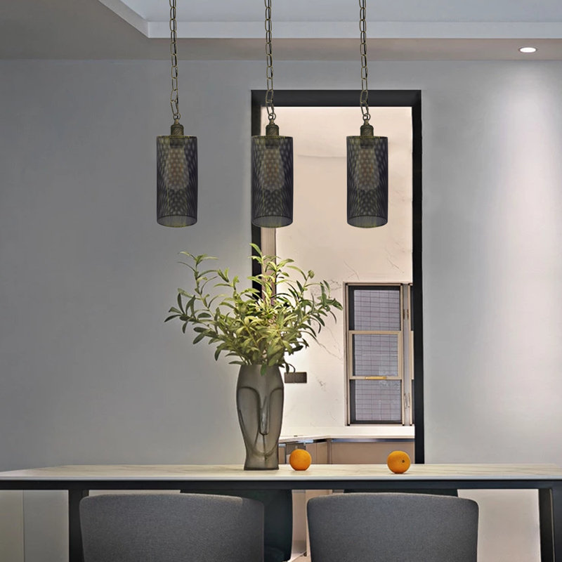 Vivek 3 - Light Kitchen Island Pendant, Brushed Brass, Brushed Brass, No