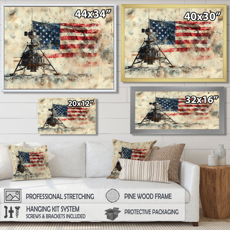 Art mural sur toile Kyrone Usa Moon Apollo 13 Mission IV - Moon, H 34 po x l 44 po, Toile tendue, Ne s’applique pas