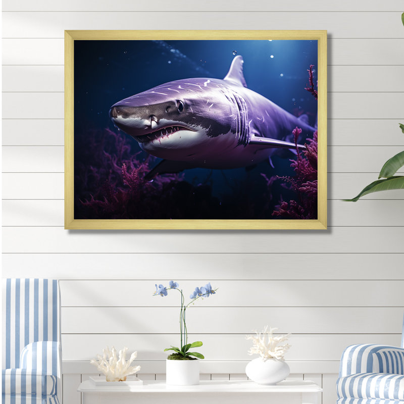 " Oceans Purple Ghost Shark Photography ", Gold Single Picture Framed, 12" H x 20" W x 1" D