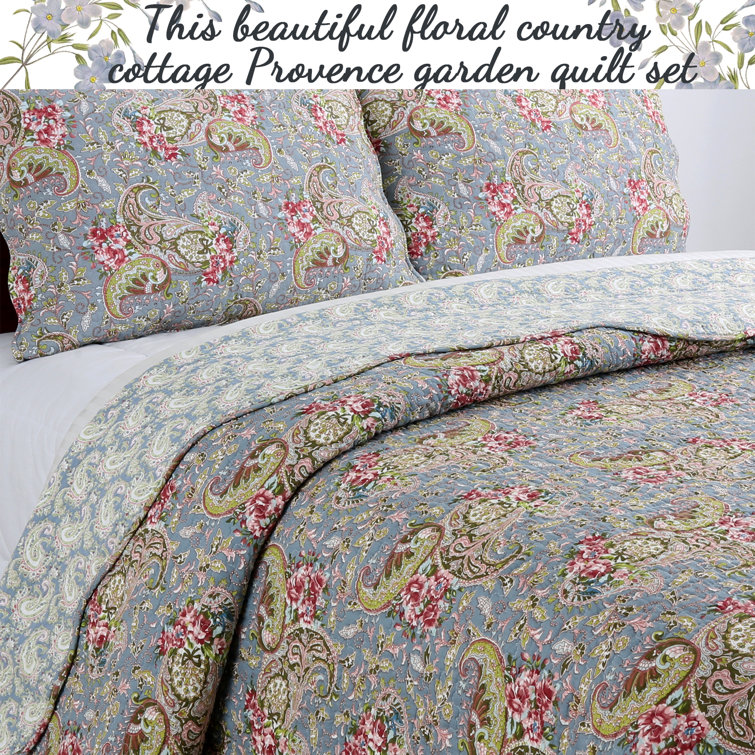 Pylle Hill Floral Cotton 3-Piece Reversible Quilt Bedding Set – Cozy Line  Home Fashions