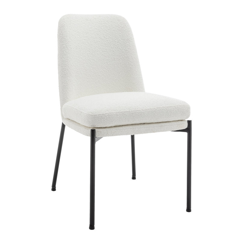 Modern Curved Back Dining Chair With Metal Base, Upholstered Accent Chair For Dining Room, Home Office, Cream