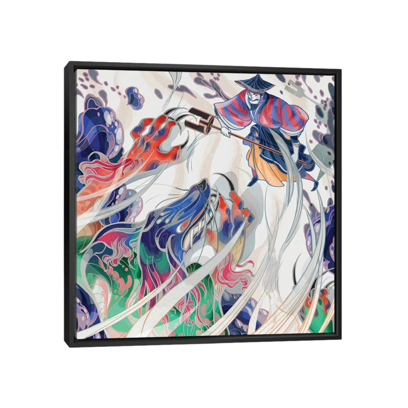 " Water Beast " by Sija Hong, No Mat, 26" H x 26" W x 1.5" D, Black Framed Canvas
