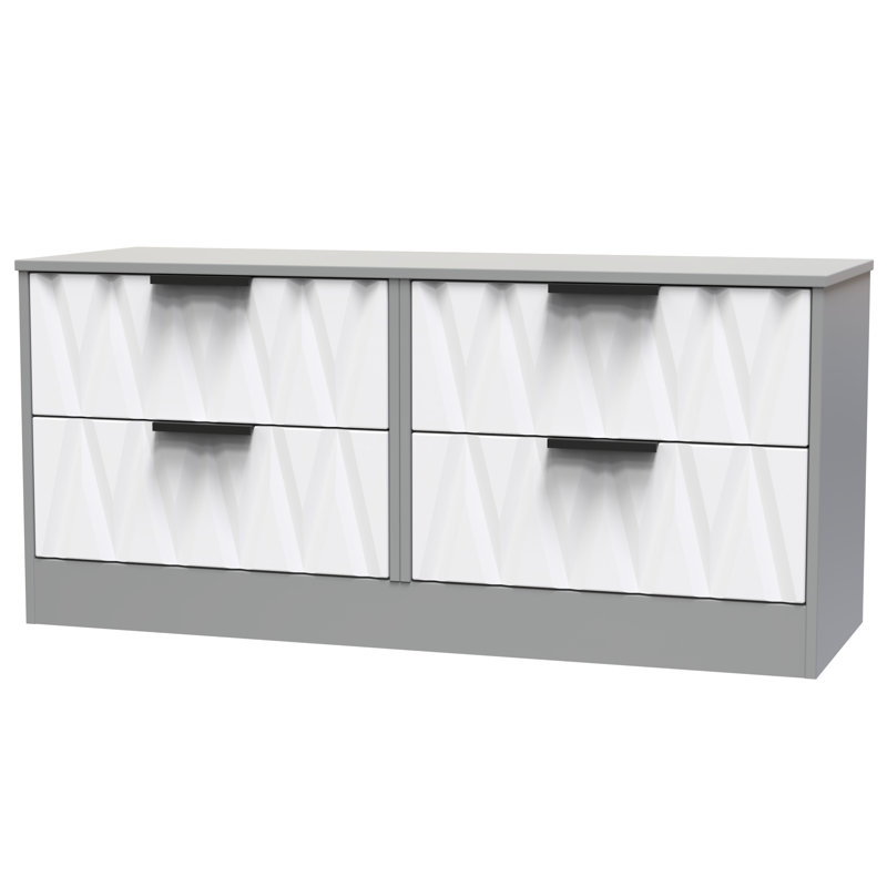 Besmir 4 Drawer Bed Box (Ready Assembled), White Matt/Dusk Grey