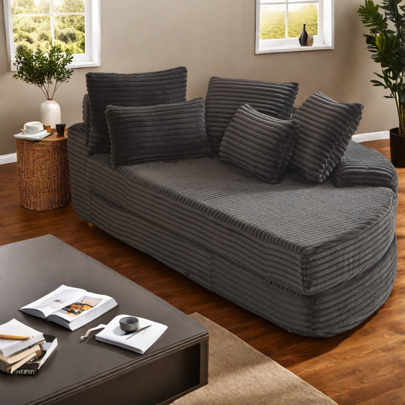 Canapé-lit 2 en 1 en velours côtelé de 2,5 cm, fauteuil inclinable semi-circulaire moderne pour la maison