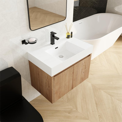 Alisson 30'' Single Wall Mounted Bathroom Vanity with Resin Top