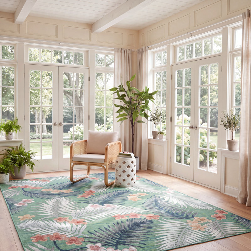 Tapis d'intérieur / extérieur floral Soper Performance, Rectangulaire 8 pi x 10 pi