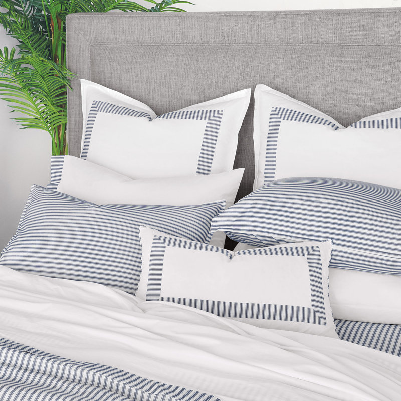 Blass Ticking Cotton Striped Sham by Alexa Hampton, Euro, Navy