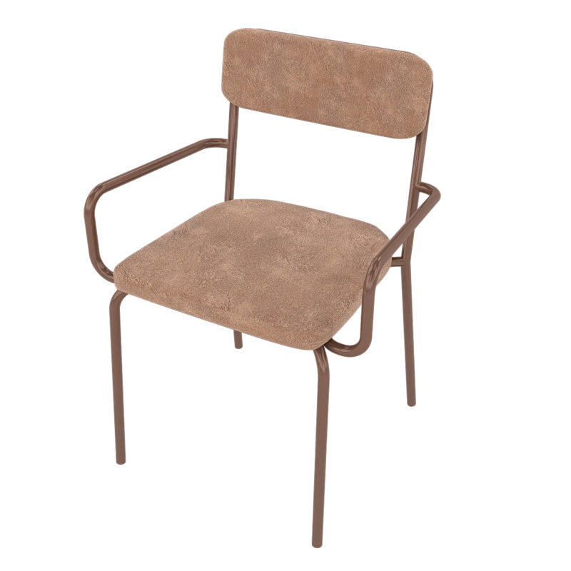 Whythe Vegan Leather Upholstered Steel Dining Armchair in Corten, Brown