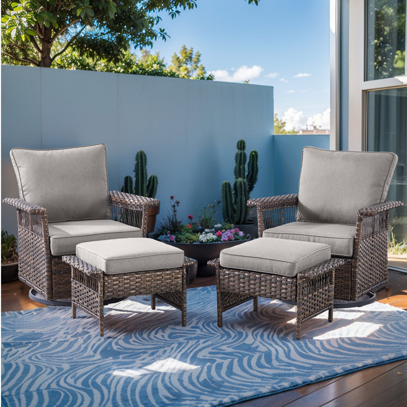 Tapash 4 - Person Patio Conversation Set with Cushions, Gray