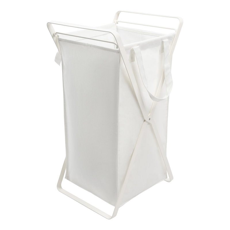 Panier à linge en métal, Blanc, Moyen (25,2 po x 11,8 po x 14 po)