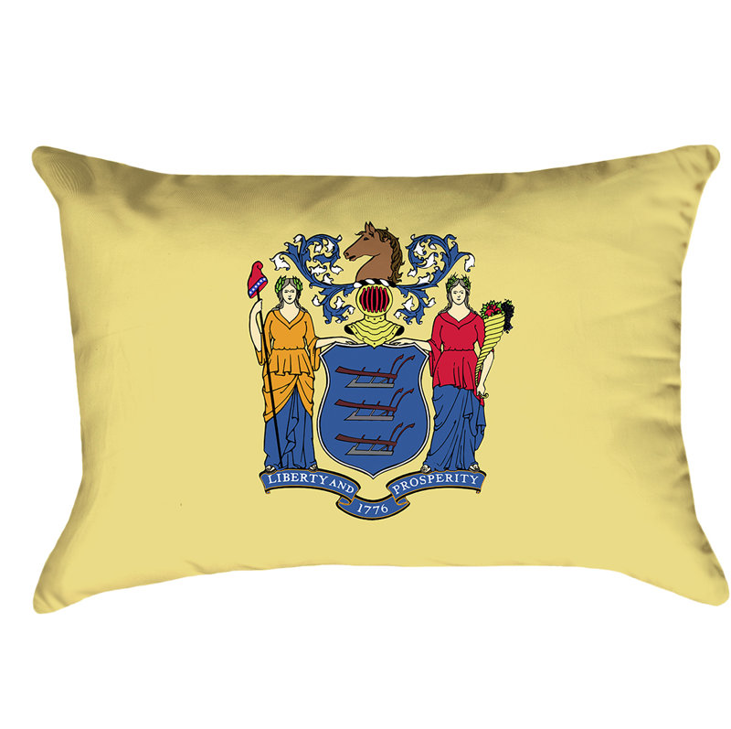 Drapeau new jersey, Coussin lombaire, Polyester, Polyester - Sans fermeture à glissière (intérie