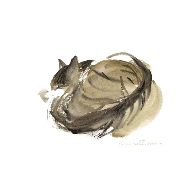 Sleeping Cat, 1985 by Claudia Hutchins-Puechavy - Wrapped Canvas Painting, 20.32 cm H x 30.48 cm W
