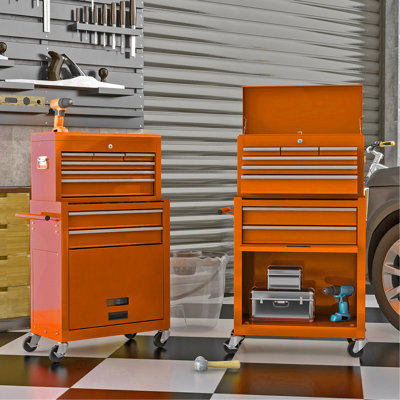 Orange Tool Storage With 8 Drawers And Smooth Drawer Slides 8 Chest Powder Coating -