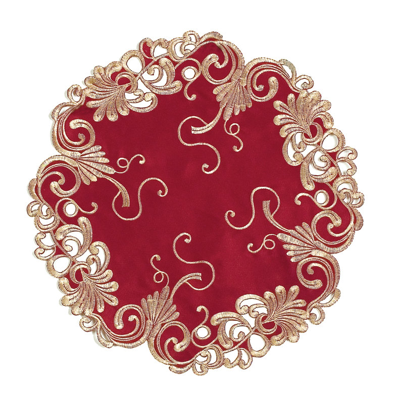 Florida Floral Embroidered Doilies Round Placemats of Chantelle Collection for Dining Table – Valentines Placemats