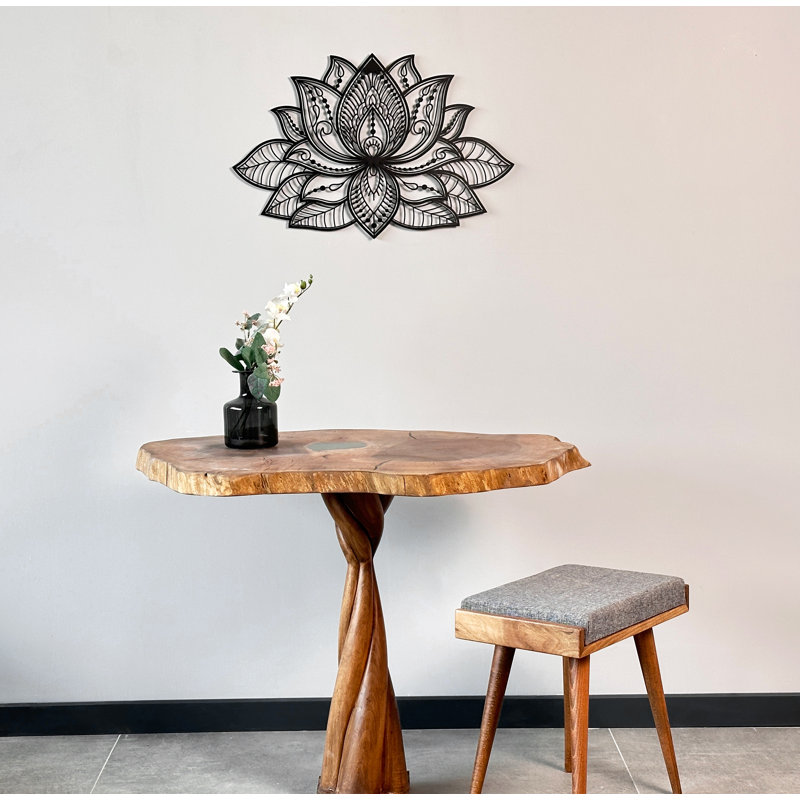 Metal Mandala Lotus Flower Wall Art, Black