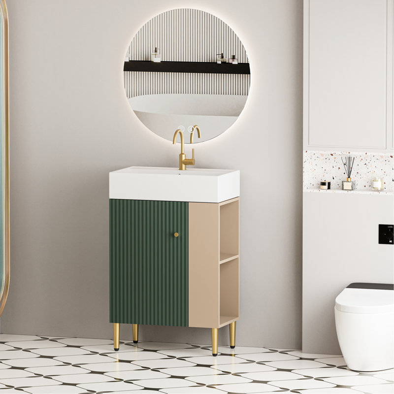 Meuble-lavabo de salle de bain de 55 cm avec lavabo en céramique et design ergonomique - 24vb06-21lvr Pratique