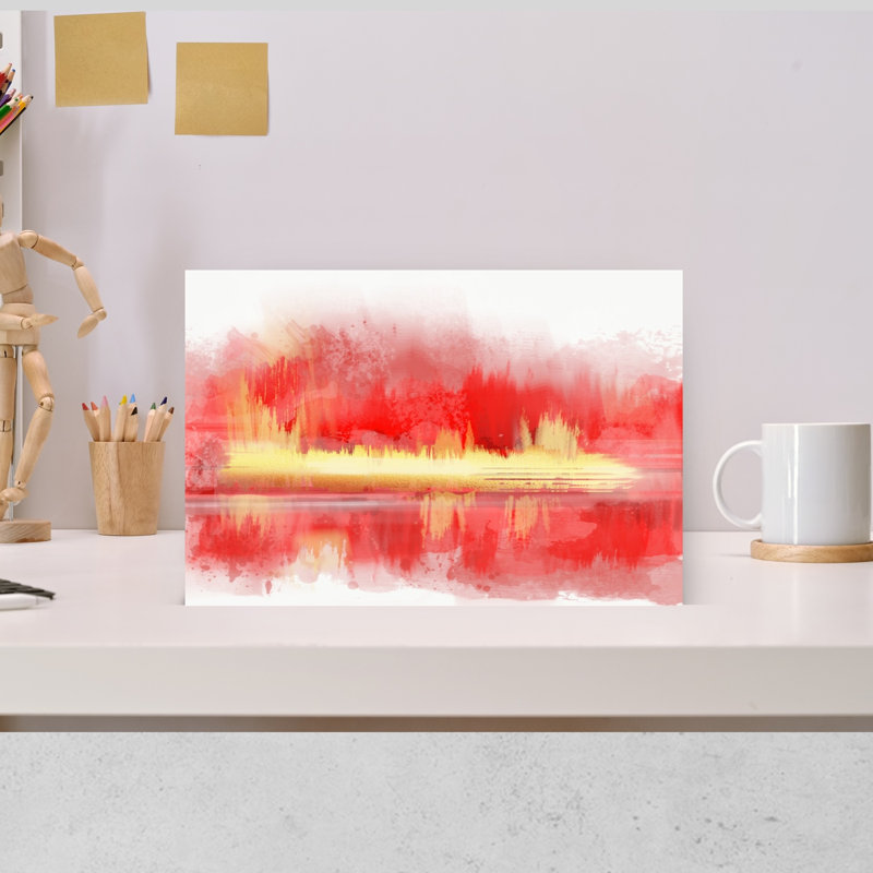 «Red Inferno», art moderne abstrait, paysage naturel, H 12 po x l 18 po