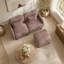 Canapé courbé Rosman avec repose-pieds, repose-pieds et coussins lombaires en chenille-133650894