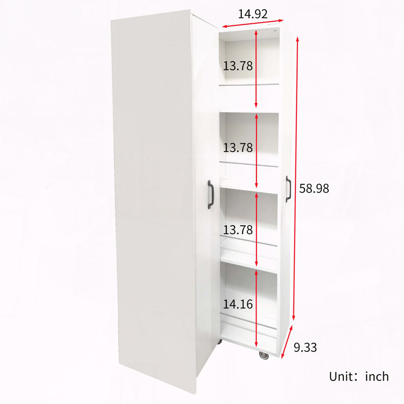 Slide Out Storage Bookcase with 2 Pulled Out Doors
