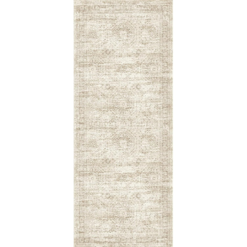 Vintage Distressed Non Slip Washable Area Rug(Beige), Runner 2' x 5'