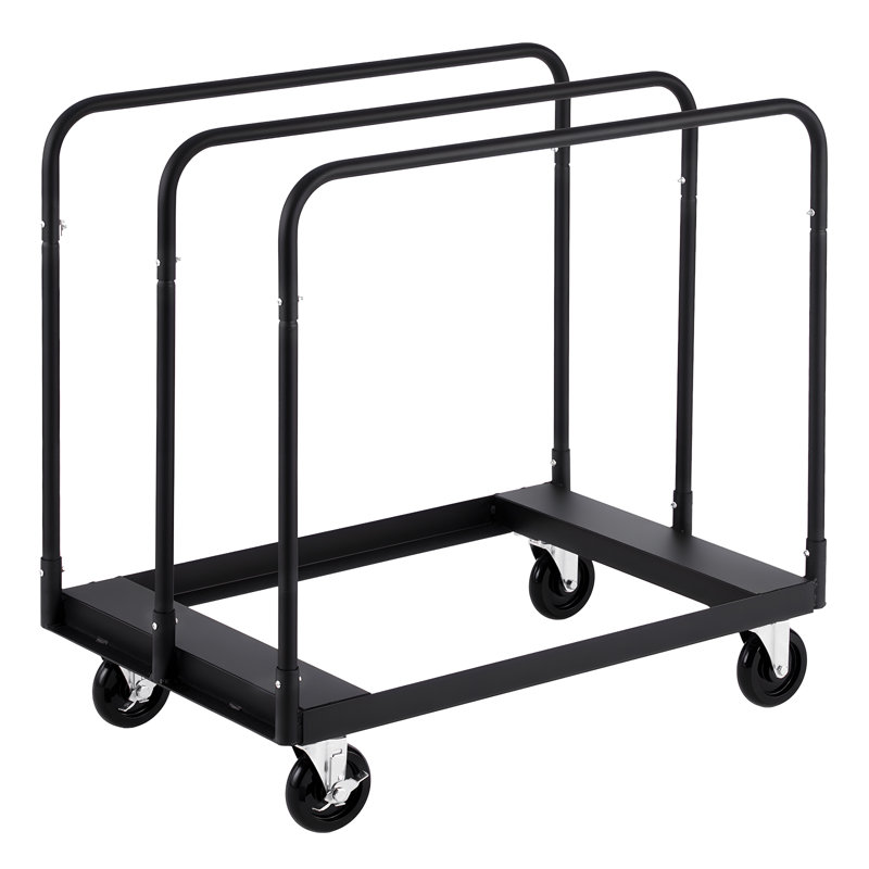 Chariot à cloisons sèches en acier, capacité 816 kg (1800 lb), roulettes pivotantes noires