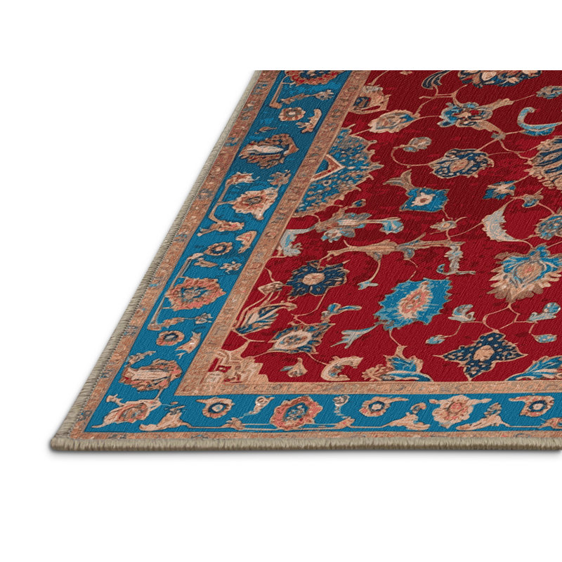 Machine Washable Tabriz Brown Area Rug, Rectangle 4' x 6'