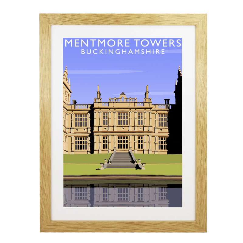 Mentmore Towers by Richard O'Neil - Print, 43.5 cm H x 33.5 cm W x 2.2 cm D, Oak Wood Frame