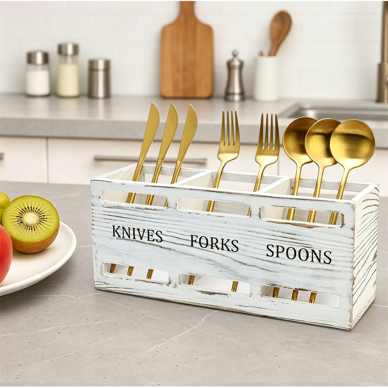 Porte-ustensiles de cuisine en bois Farmhouse