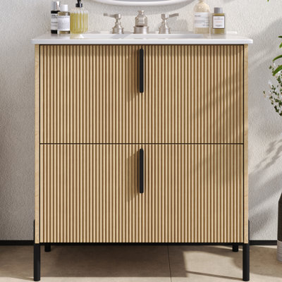2-Drawers 30" Bathroom Vanity With Ceramic Sink