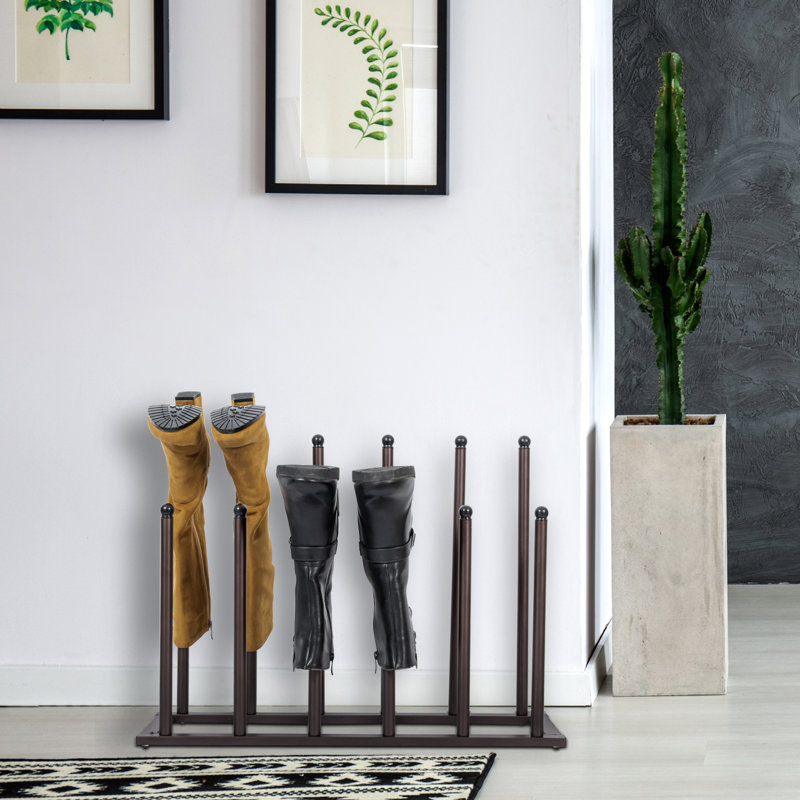 6 Pair Entryway Brown Boot Shoe Storage