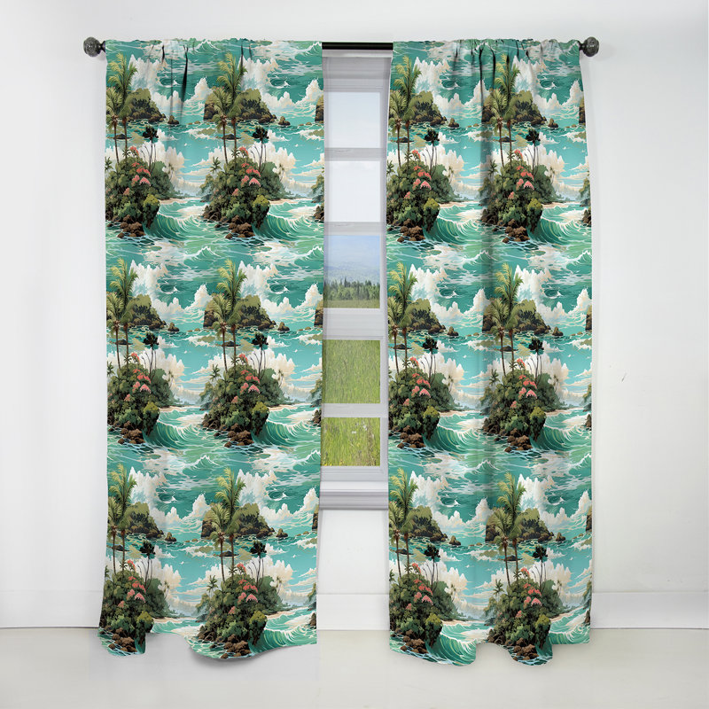 Island Dreamland Tropical Motif I - Rideau floral - Rideau occultant floral - 1 panneau, L 52 po x L 84 po