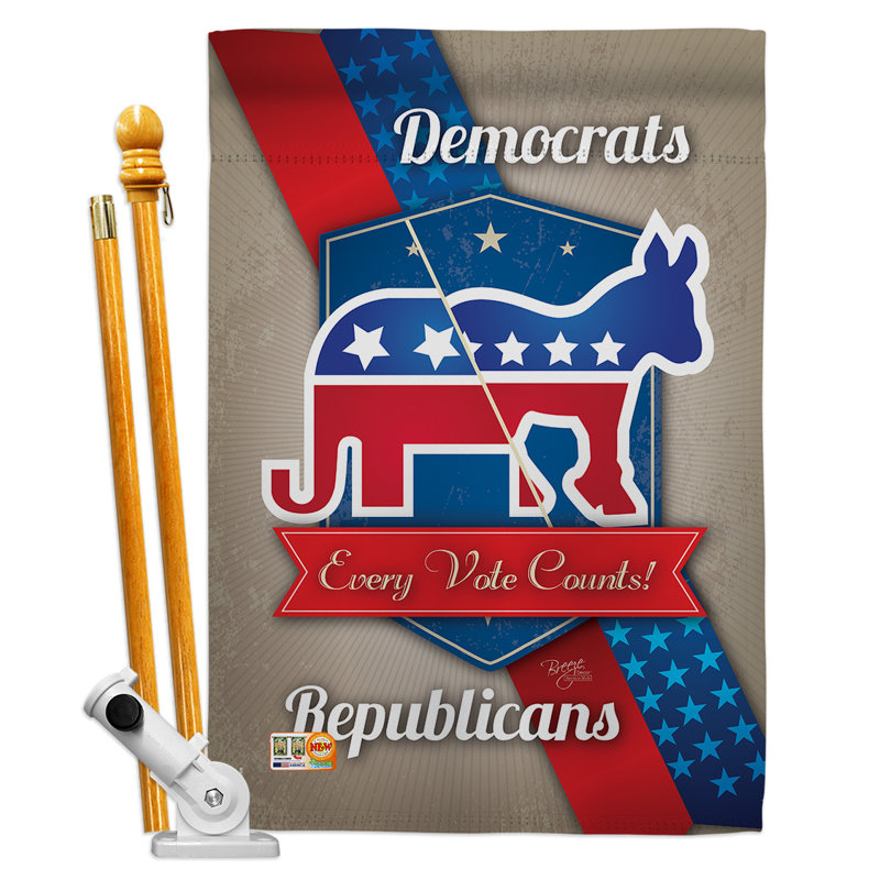 Double Sided 40 in. H x 28 in. W Polyester Independence Day Flag set