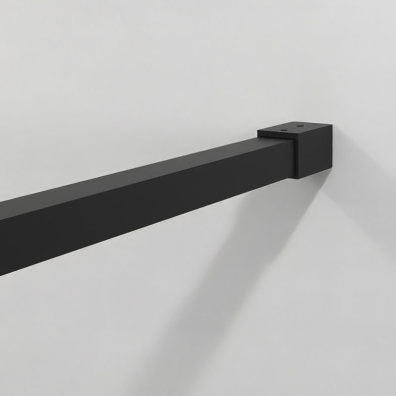 34" Walk-in Shower Screen - Black Frame Tempered Glass Partition All Hardwares Included Assembly Door , Thick Adjustable Upper Bar For Firm Holding Install