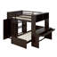 Lit mezzanine double au-dessus de simple Jemma Kids avec lit simple autoportant, tablettes, bureau-507281289