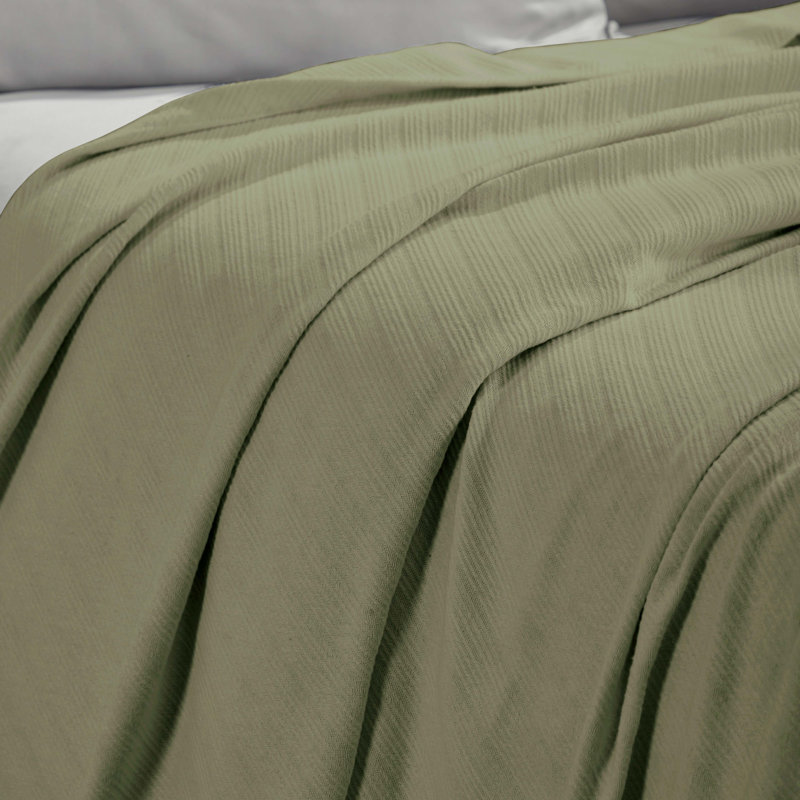 Jeté léger en coton tissé à motif jacquard Milan, Très grand lit, Sauge