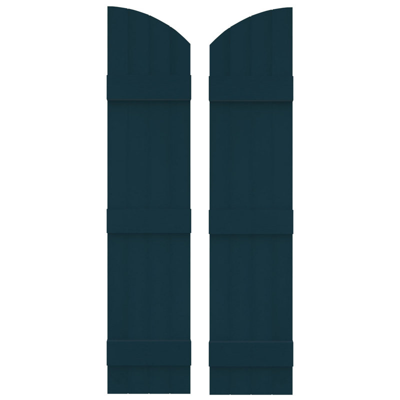 Builders Edge, paire de volets standard à quatre planches jointes avec arche, planche-n-lattes, Bleu minuit, 69 po