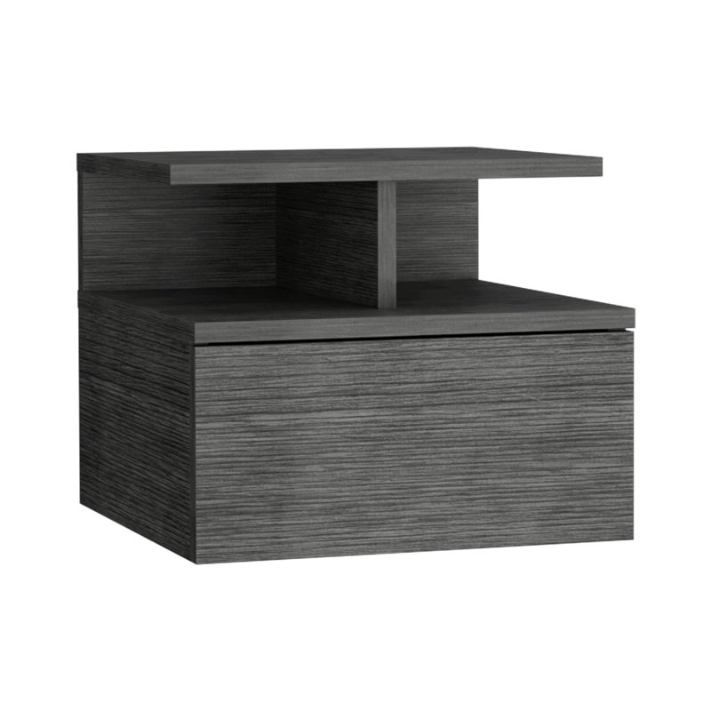 Macadamia 2-Tier Floating Nightstand With Shelf – Stylish And Functional Bedside Table, Oak