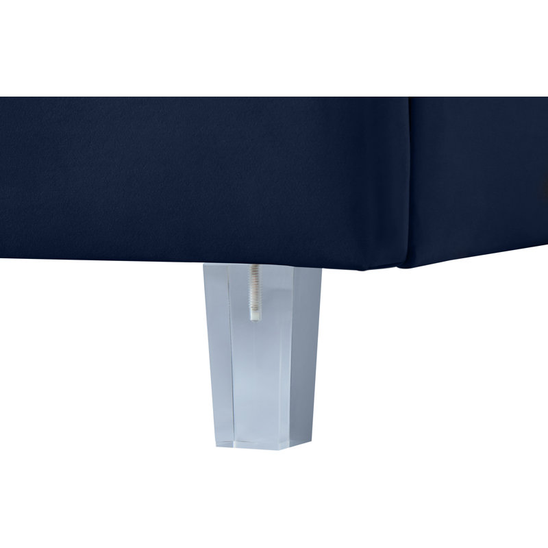 Barthel Upholstered Platform Bed, Queen, Navy Velvet