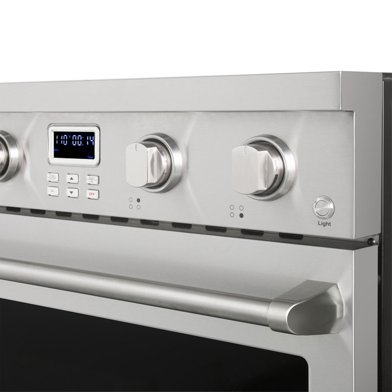 Cosmo 30 po Collection Haven 4,8 pi³ Cuisinière électrique avec plaque de cuisson en verre à 4 brûleurs et four à convection en acier inoxydable