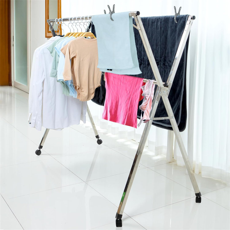 Séchoir à vêtements pliable avec roulettes - 95 po, 20 pinces incluses