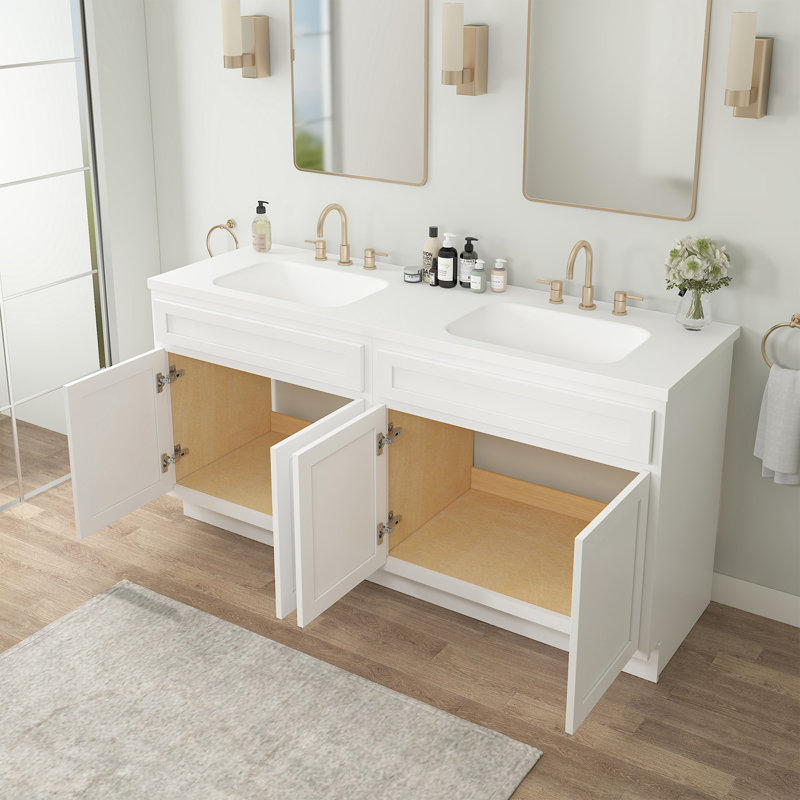 78" Double Bathroom Vanity Base Only, White