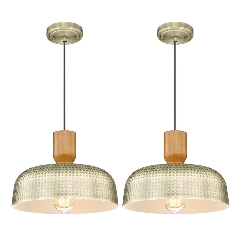 Luminaire suspendu à 2 lumières Mikaili, Laiton antique, paquet de 2