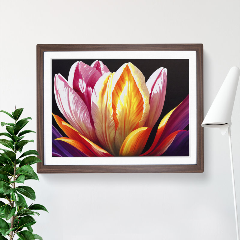 Euphoric Tulip Flowers - Framed Print, 34cm H x 46cm W x 2cm D, Walnut