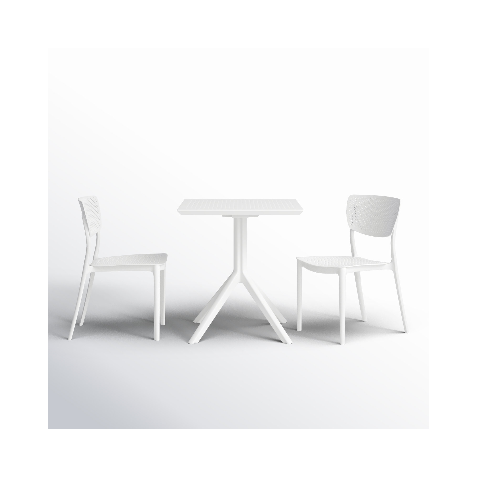 Farrah 31" Square 2-Person Bistro Set, White, 27.5" D x 27.5" W x 29.5" H