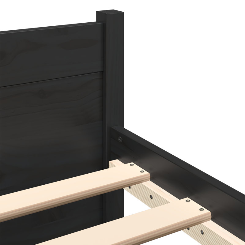 Bed Frame Solid Wood, Black, Kingsize (5')