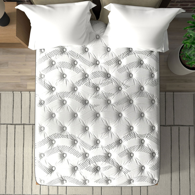 Sleep by Wayfair™ 10"/14" Firm Hybrid Mattress, Queen, Gray Waves, 14"